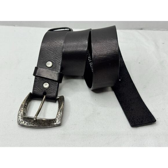 Silpada Designs Black Leather Belt Silver Buckle Size Small - Picture 1 of 8